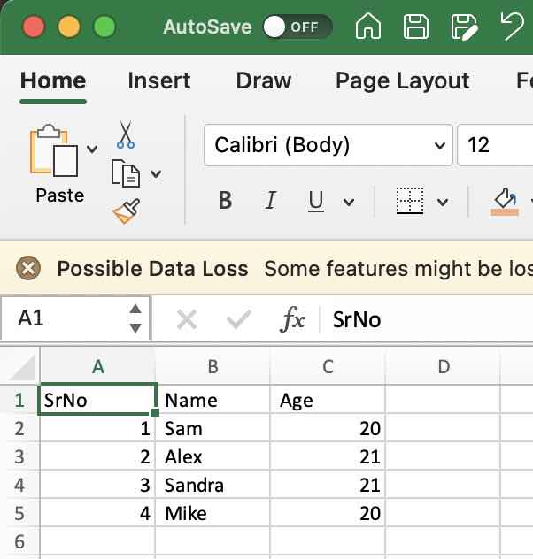 Microsoft Excel File Preview